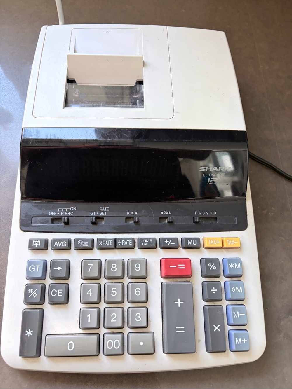 EL-2630P III White Printing Calculator with Tax Keys